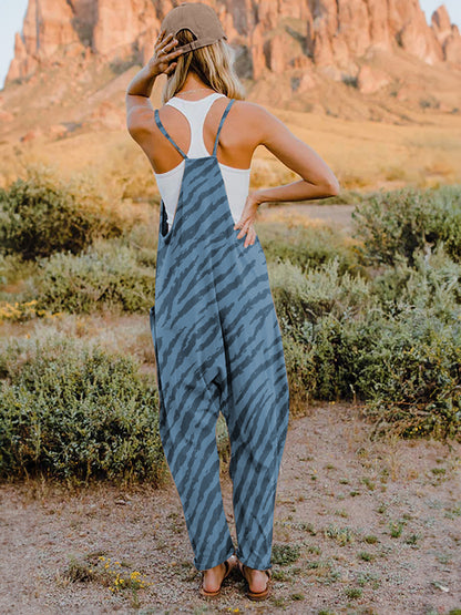 Printed V-Neck Sleeveless Jumpsuit Bottom wear