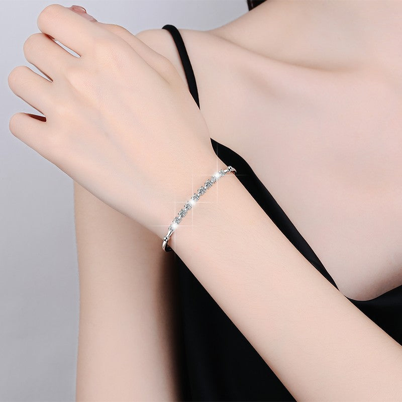 S925 Sterling Silver Women's Bracelet Gang Drill Adjustable Fashion Jewelry Moissanite Jewelry