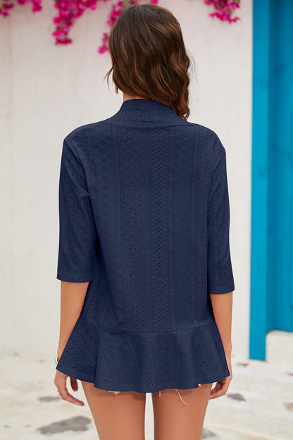 Eyelet Open Front Cardigan apparel & accessories