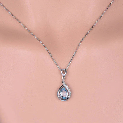Rhinestone Drop-shaped Blue Zircon Necklace Women jewelry