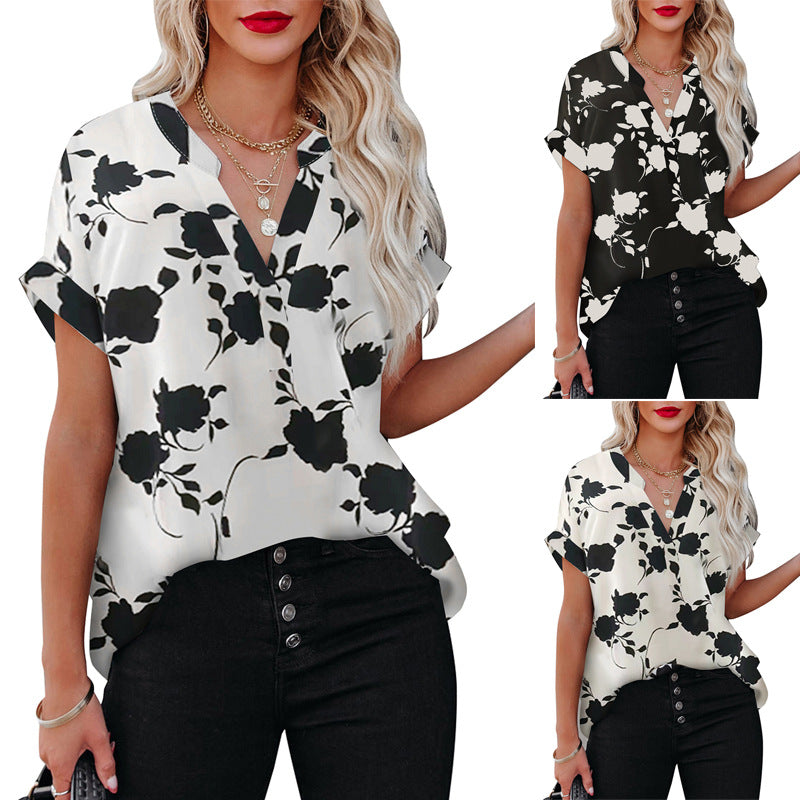 Summer Women's Clothing New Floral Print Short Sleeve Shirt For Women apparels & accessories