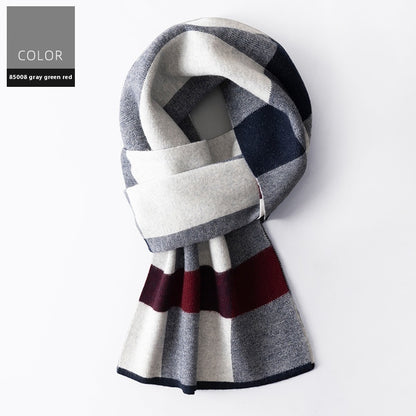 Wool Scarf Men's Winter Plaid Double-sided Scarf Men's Scarves