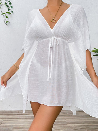 Tied Surplice Half Sleeve Cover Up apparels & accessories