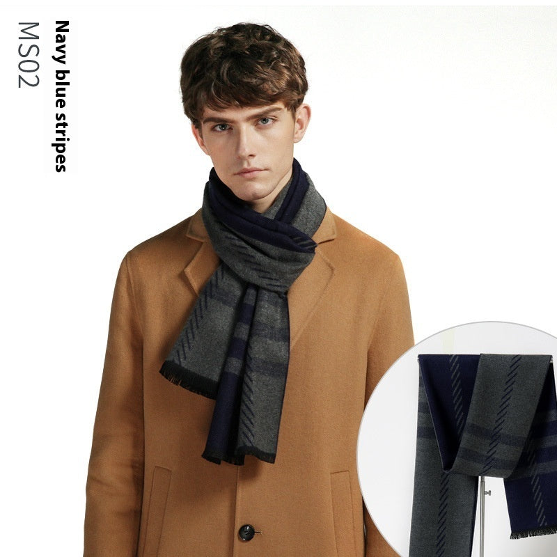 Simple Plaid Warm Keeping Artificial Cashmere Scarf Men's Scarves