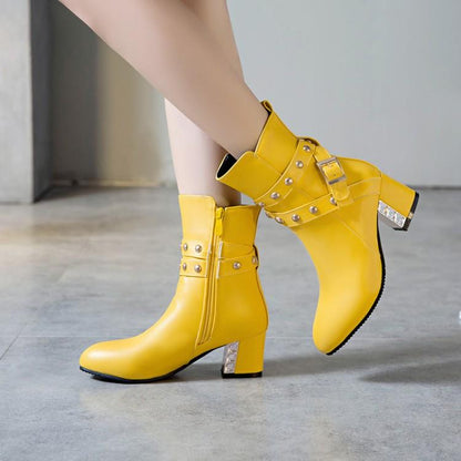 Riveted Knight Boots Large Medium Heel Toe Shoes & Bags