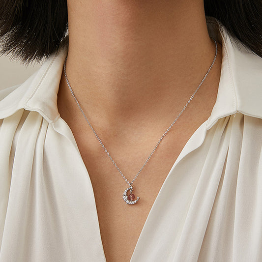 Sterling Silver Moon Necklace Women Light Luxury jewelry