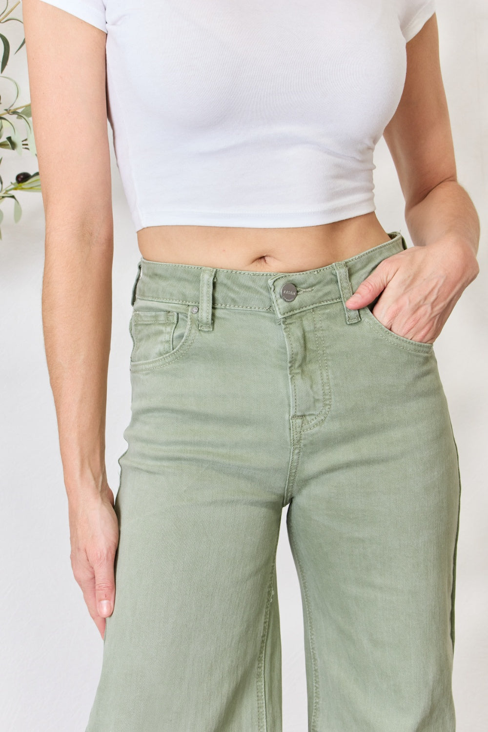 RISEN Full Size Raw Hem Wide-Leg Jeans apparel & accessories