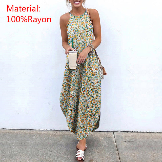 Sexy Sleeveless Print Maxi Dress apparel & accessories