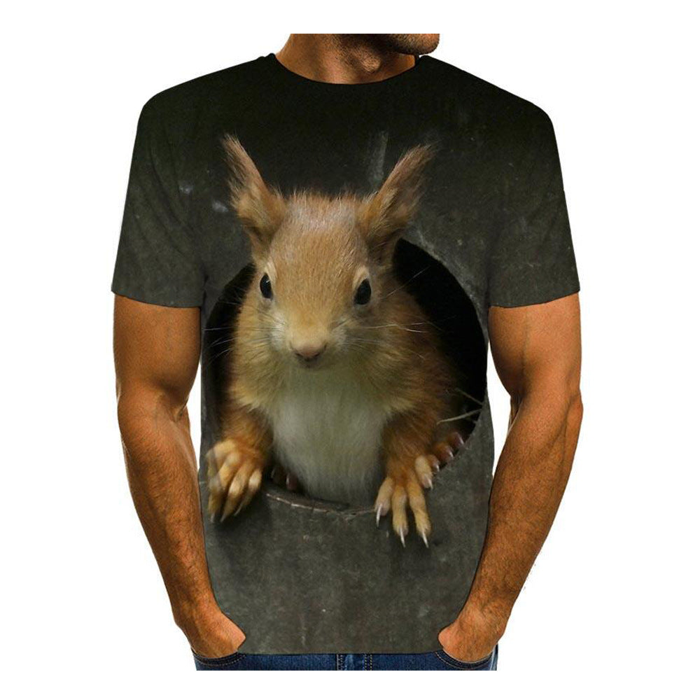 T-shirt 3D Printing Animal Print T-shirt Cute Top men's clothing