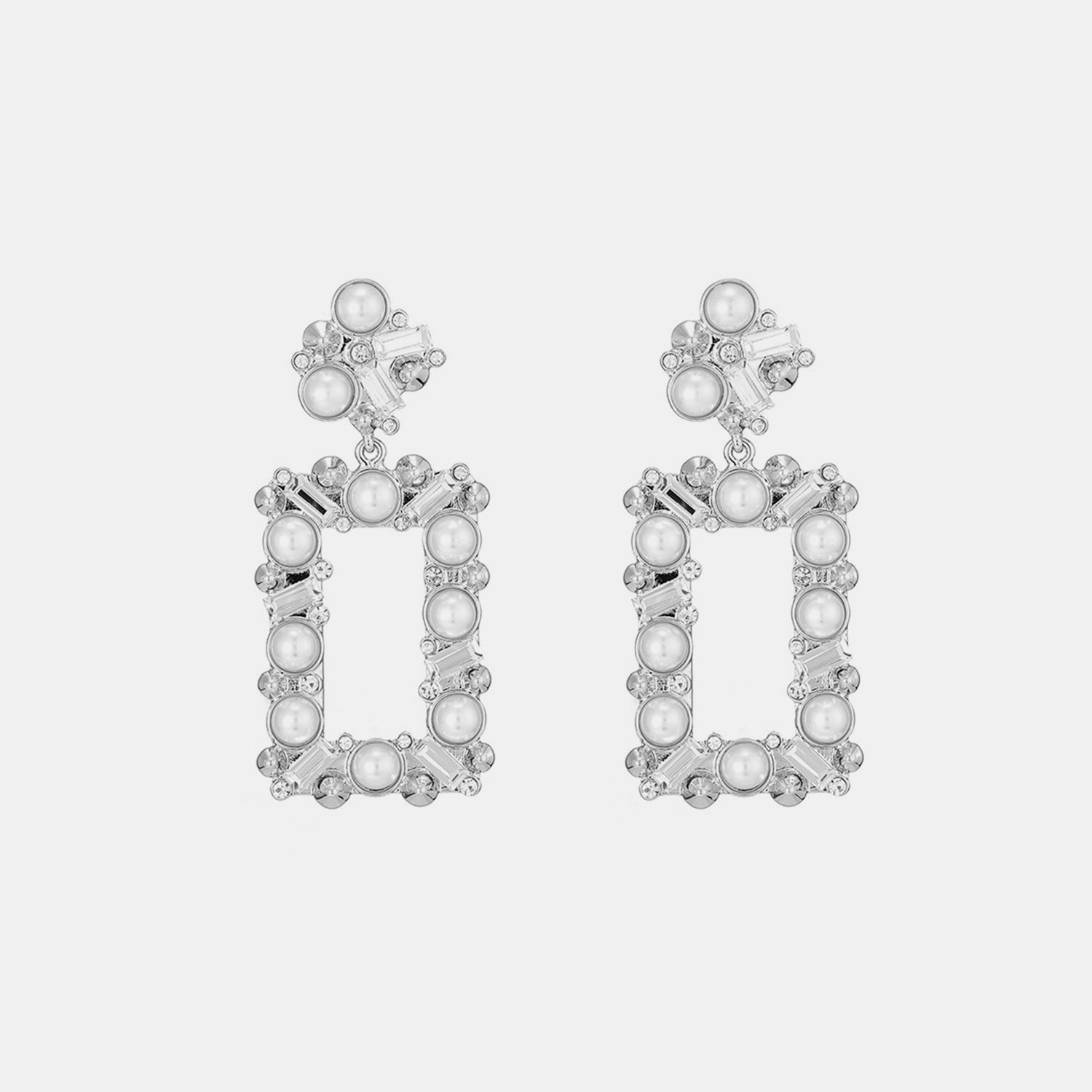 Synthetic Pearl Rhinestone Geometric Shape  Earrings apparel & accessories