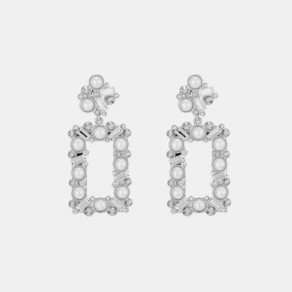 Synthetic Pearl Rhinestone Geometric Shape  Earrings apparel & accessories