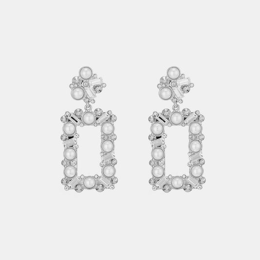 Synthetic Pearl Rhinestone Geometric Shape  Earrings apparel & accessories