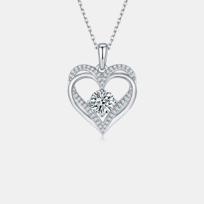 1.2 Carat Moissanite 925 Sterling Silver Heart Necklace apparel & accessories