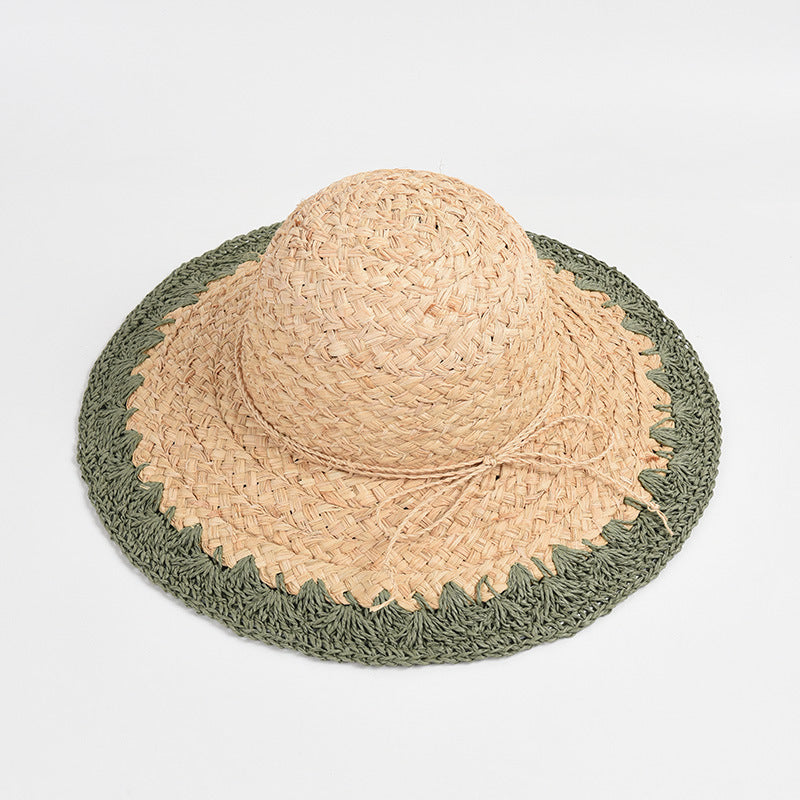 Women's Big Brim Shade Sunscreen Color Matching Raffia Hat apparel & accessories