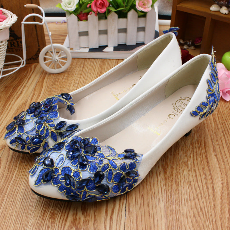 Women's Fashion Low Heel Soft Leather Wedding Bridesmaid Shoes Shoes & Bags