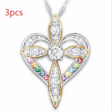 Fashion Love Heart Shaped Cross Pendant Jewelry