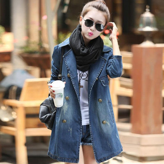 Denim Jacket Women's Mid-length Casual Double-breasted winter clothes for women