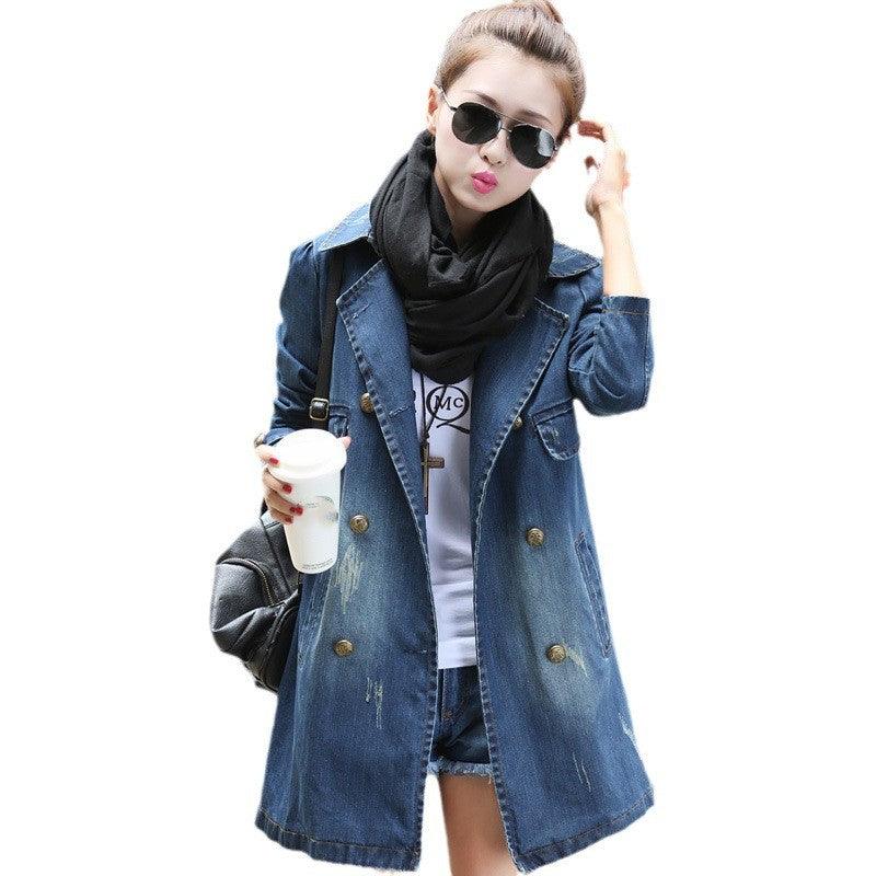Denim Jacket Women's Mid-length Casual Double-breasted winter clothes for women