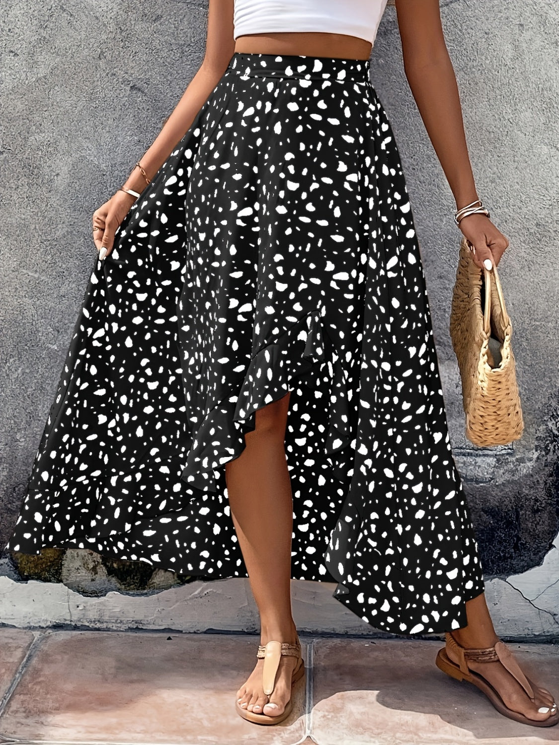 High-Low Printed Skirt apparel & accessories