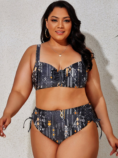 Plus Size Printed Wide Strap Two-Piece Swim Set apparel & accessories