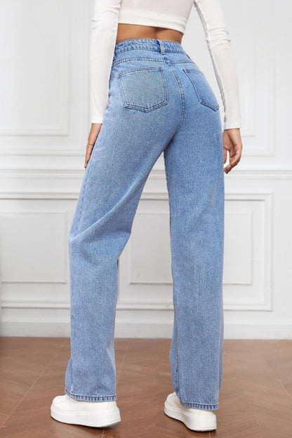 High Waist Straight Jeans apparel & accessories