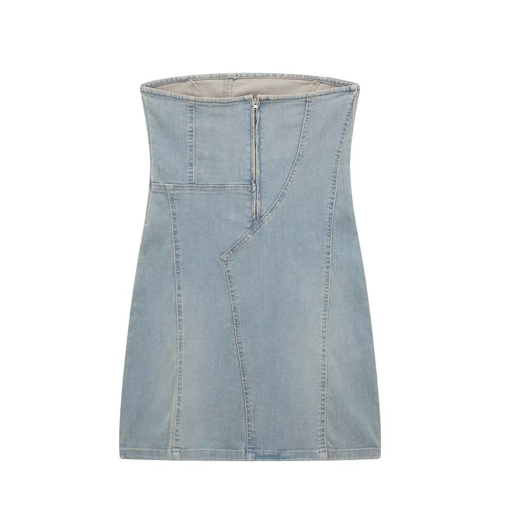 Women's American-style Hot Girl Denim Tube Top Dress apparel & accessories