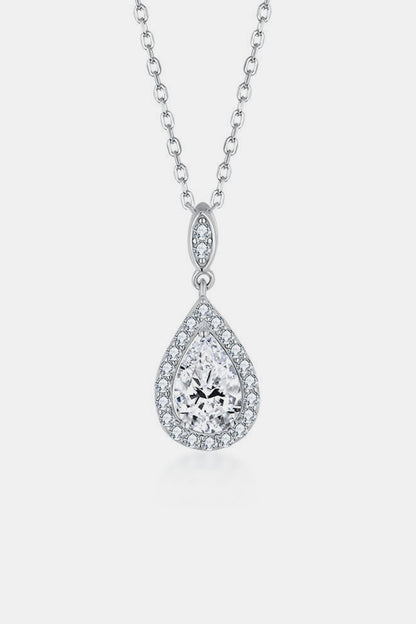 1.5 Carat Moissanite Sterling Silver Teardrop Necklace Jewelry