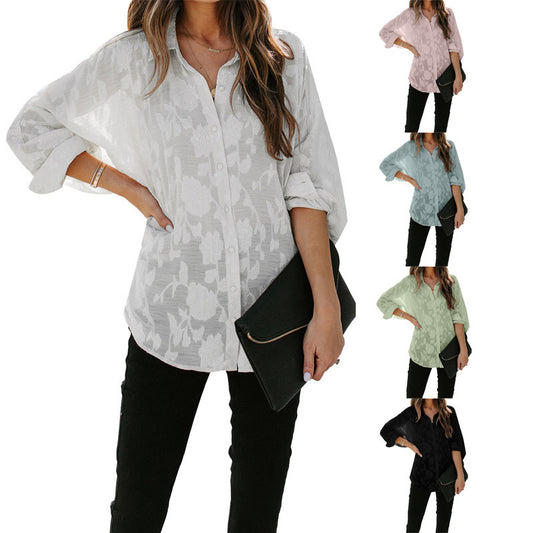 Thin Lapel Shirt Women's Long Sleeve Top apparels & accessories