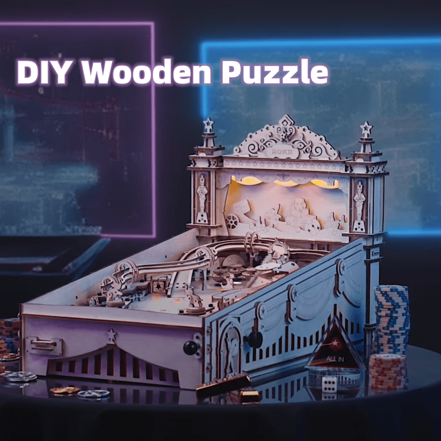 DIY Pinball Machine 3D Wooden Puzzle Table Game Toys