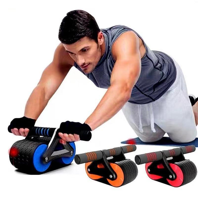 Double Wheel Abdominal Exerciser Automatic Rebound fitness & Sports