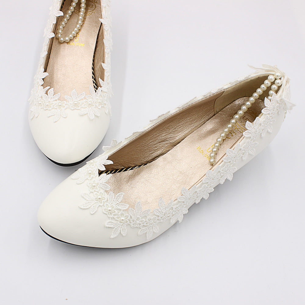 Women's Low Heel Simple White Wedding Shoes Shoes & Bags