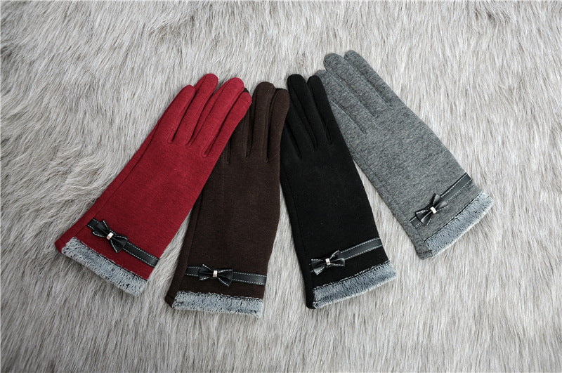 Warm And Lovely Touch-screen Bowknot Ladies Gloves apparels & accessories