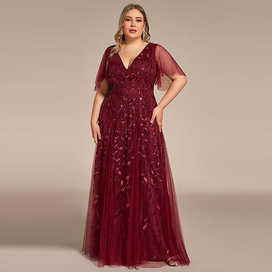 Women's Plus Size Bridesmaid Sequined Net Fishtail Dress Dresses & Tops