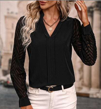 Early Autumn V-neck Lace Long-sleeved Shirt apparels & accessories