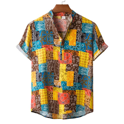 Men's Versatile Casual Linen Floral Shirt apparel & accessories