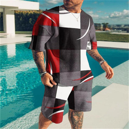 Men's Digital Printed T-shirt Two-piece Suit apparel & accessories