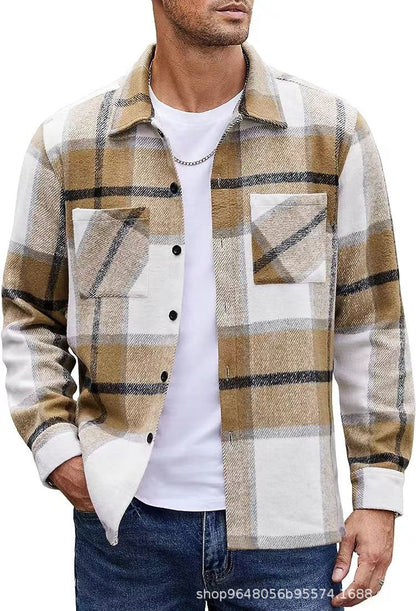 Men's High-end Thermal Plaid Padded Shirt Coat men's clothing