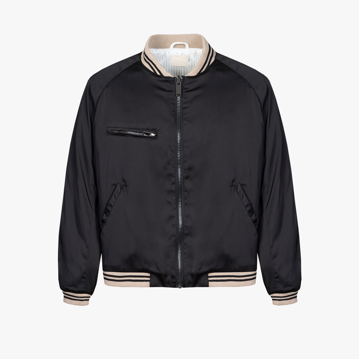 Black Silk Cotton Bomber Jacket t shirt