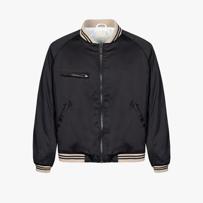 Black Silk Cotton Bomber Jacket t shirt