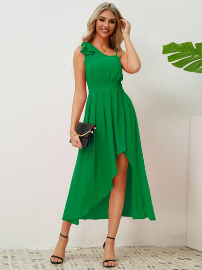 Bow Asymmetrical Neck Sleeveless Dress Dresses & Tops