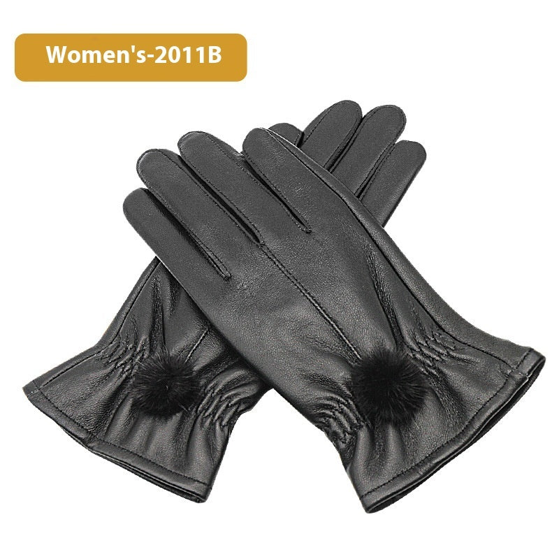 Autumn And Winter Women's Leather Gloves Fleece-lined Thick Windproof Warm Touch Screen Sheepskin apparels & accessories