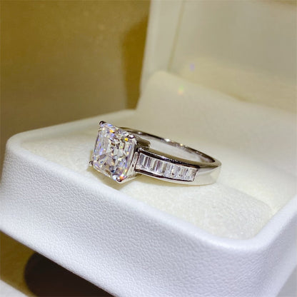 3 Carat Moissanite 925 Sterling Silver Square Shape Ring Jewelry