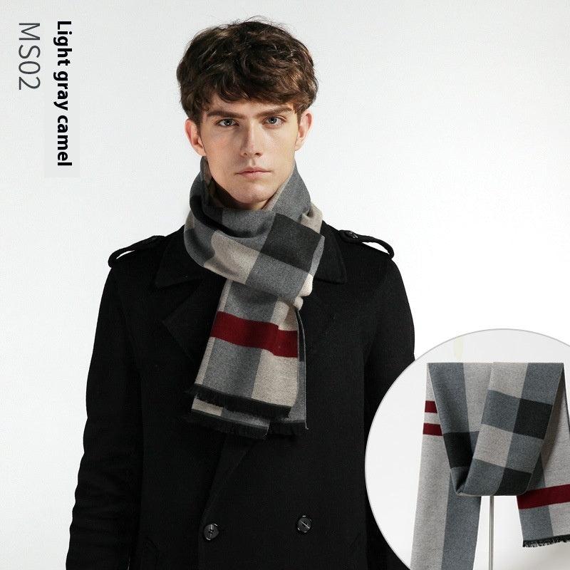 Simple Plaid Warm Keeping Artificial Cashmere Scarf Men's Scarves