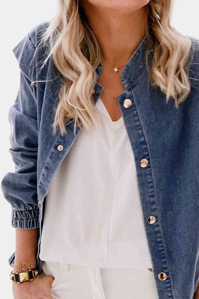 Shoulder Detail Denim Button Down Shirt apparel & accessories