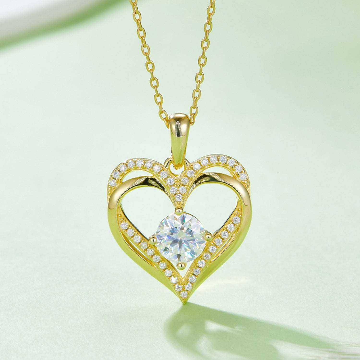 1.2 Carat Moissanite 925 Sterling Silver Heart Necklace apparel & accessories