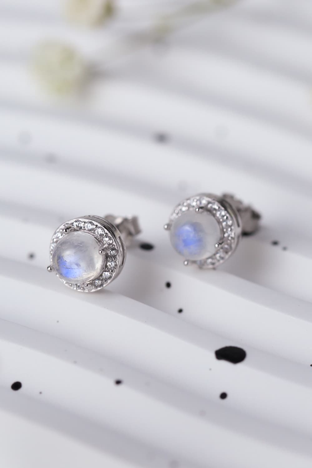 High Quality Natural Moonstone 925 Sterling Silver Stud Earrings apparel & accessories