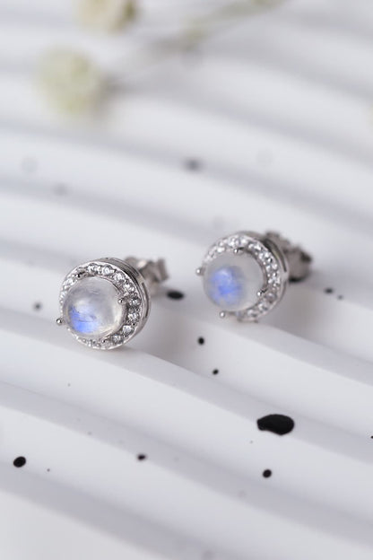 High Quality Natural Moonstone 925 Sterling Silver Stud Earrings apparel & accessories