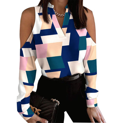 Long Sleeve Off-shoulder Long Sleeve Printed Shirt apparels & accessories