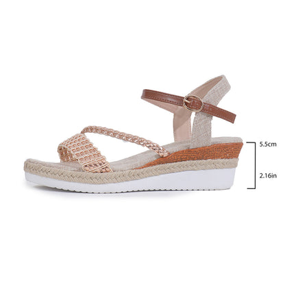 Ethnic Style One Strap Sandals Platform Wedge Buckle Plus Size Shoes & Bags