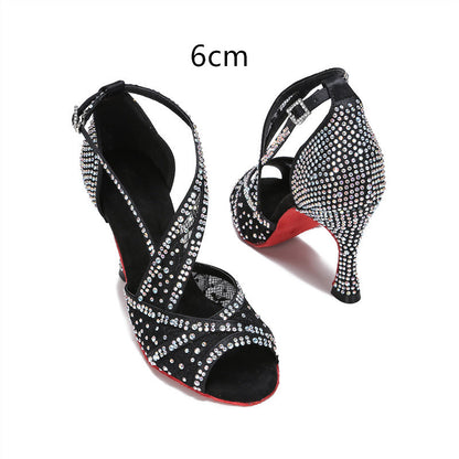 Diamond-embedded Latin Dancing Shoes Women's Adult Shoes & Bags